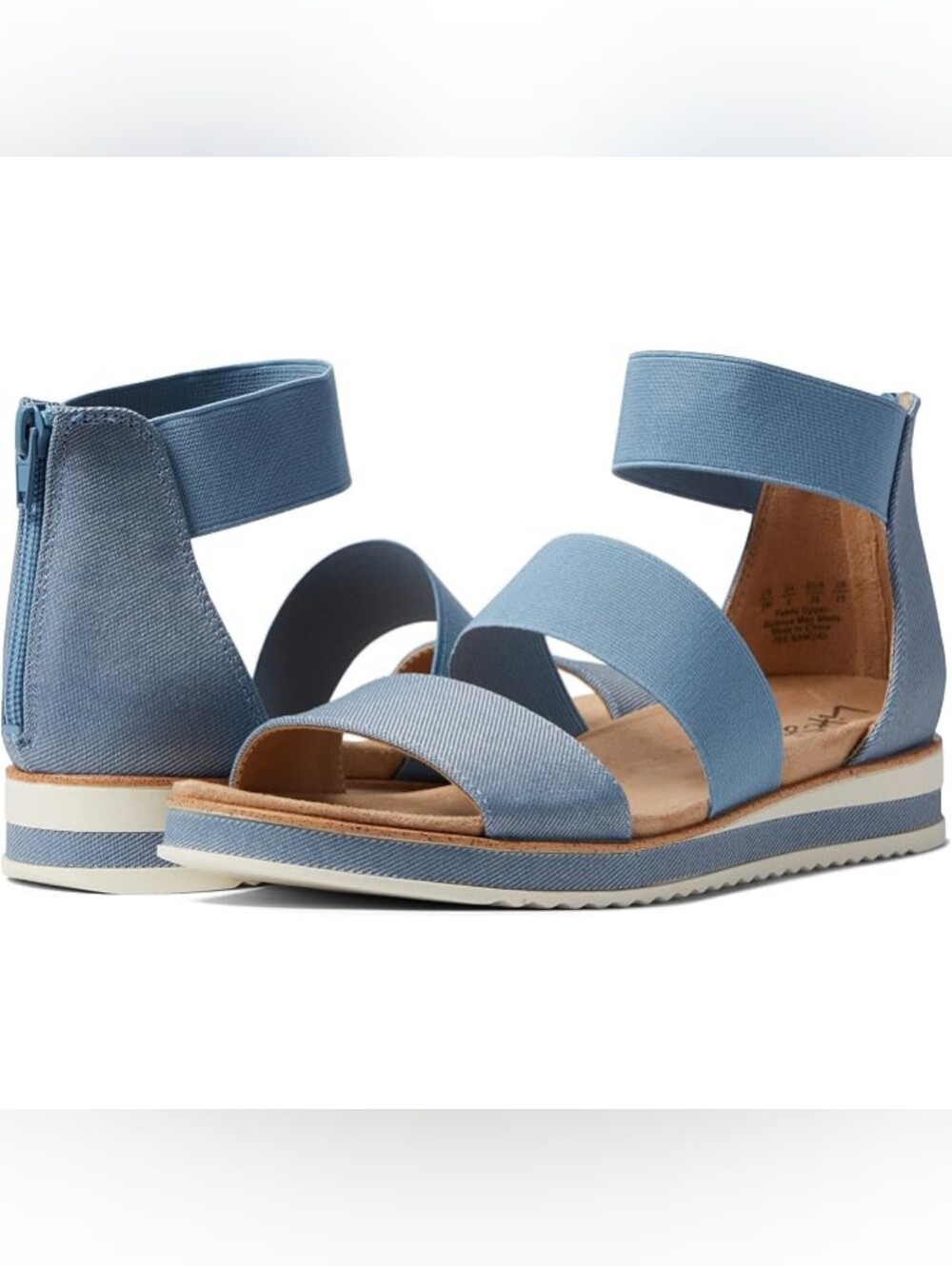 LifeStride Blue Denim Zee Stretch Wedge Sport Sandals 9.5